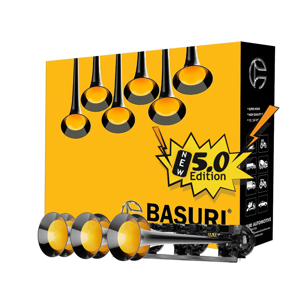 BASURI® 5.0 EDITION | AIR HORN 24 SOUNDS | FOR ALL TYPES OF VEHICLES, 12/24V